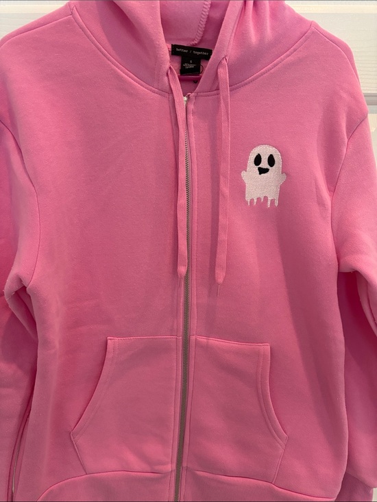 Tops - Pink NWOT Hoodie with Cute Ghost Patch-Firm